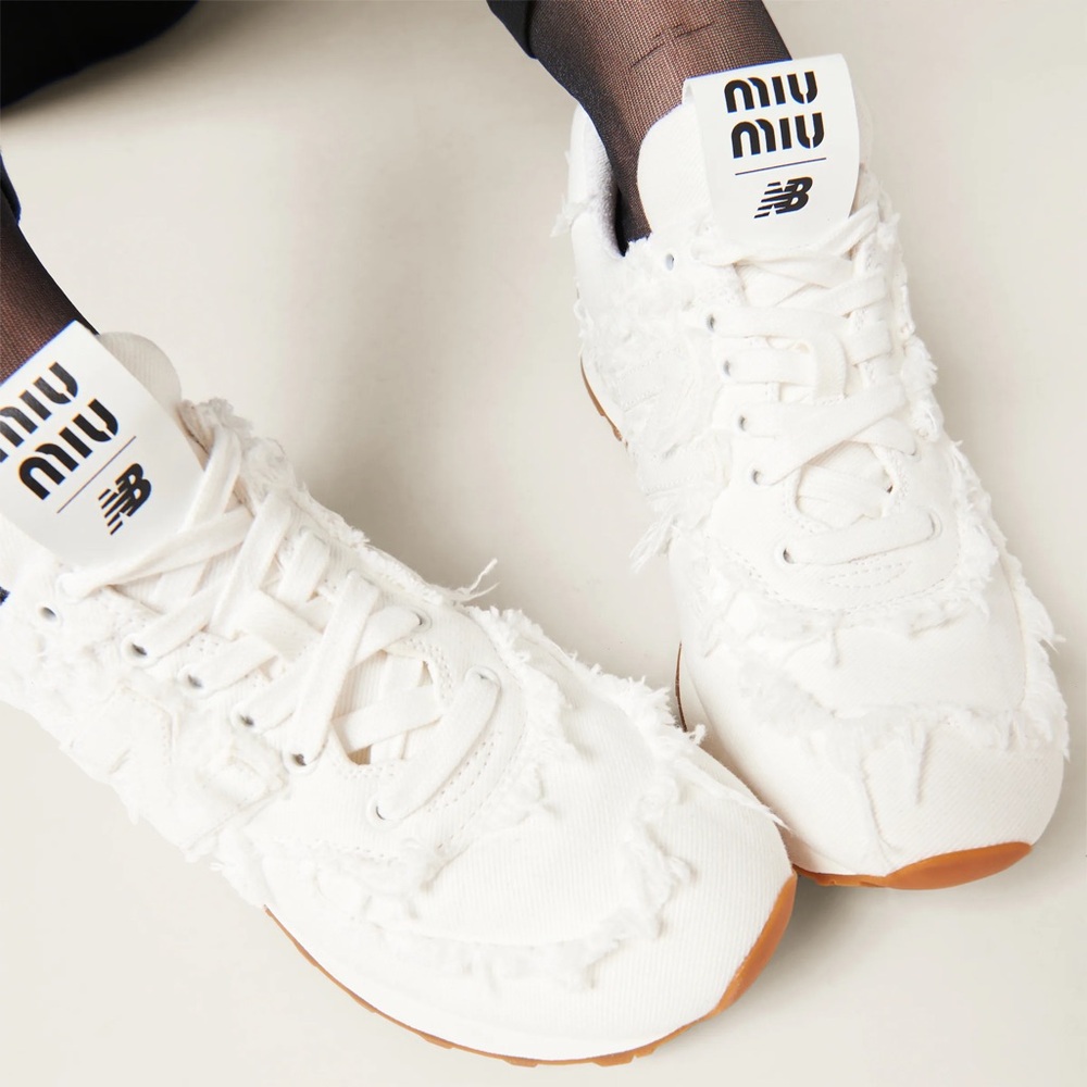 NEW BALANCE X MIU MIU 574 Denim Runway Sneakers Sample Pair